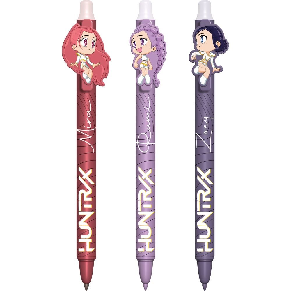 PACK 3 BOLIGRAFOS CON TINTA BORRABLE K-POP DEMON HUNTERS