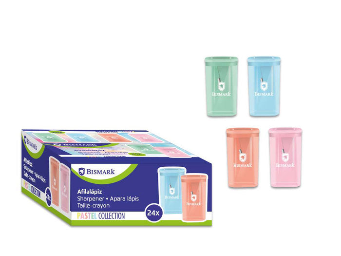 Sacapuntas con depósito en tonos pastel